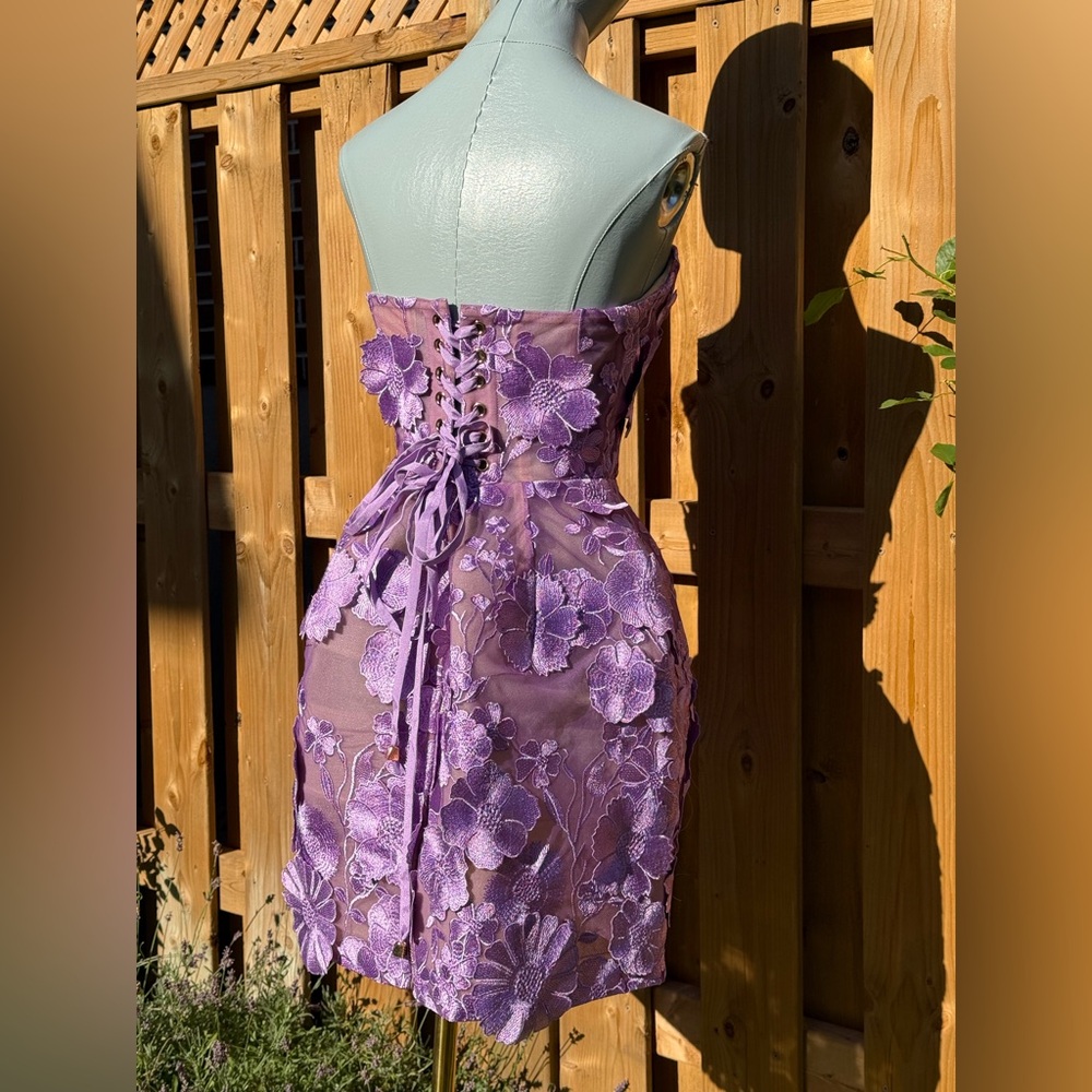 🆕 BRONX & BANCO 🧿 NWOT Jasmine Maraya Lilac Mini Dress - Sz L US 8 - Picture 9 of 17